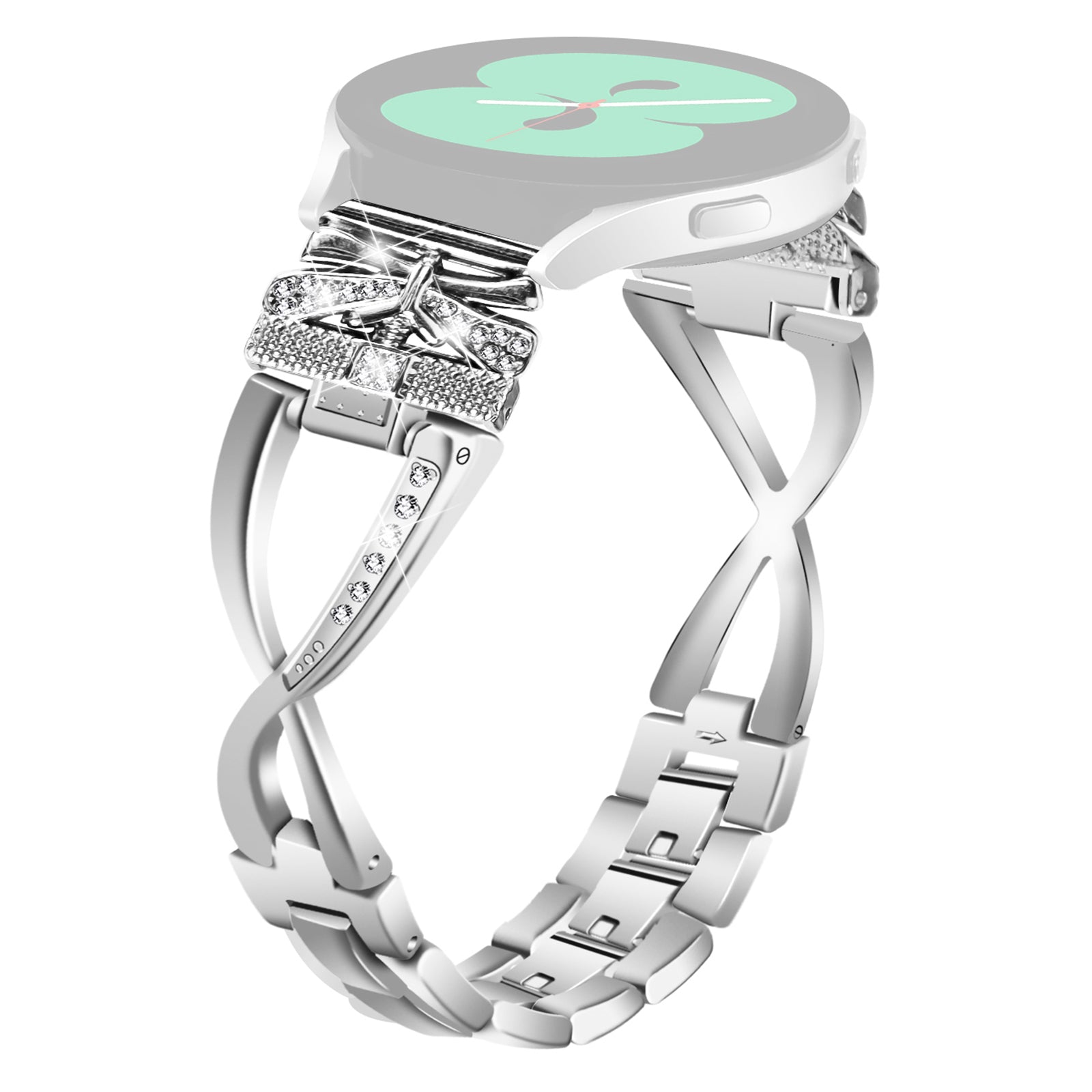 For Samsung Galaxy Watch4 40 44mm Watch4 Classic 42 46mm Watch 5 40 44mm Zinc Alloy Watchband 20mm Rhinestones Crown X-Shape Watch Strap For Samsung Galaxy Watch4 40 44mm Watch4 Classic 42 46mm Watch 5 40 44mm Zinc Alloy Watchband 20mm Rhinestones Crown X-Shape Watch Strap
